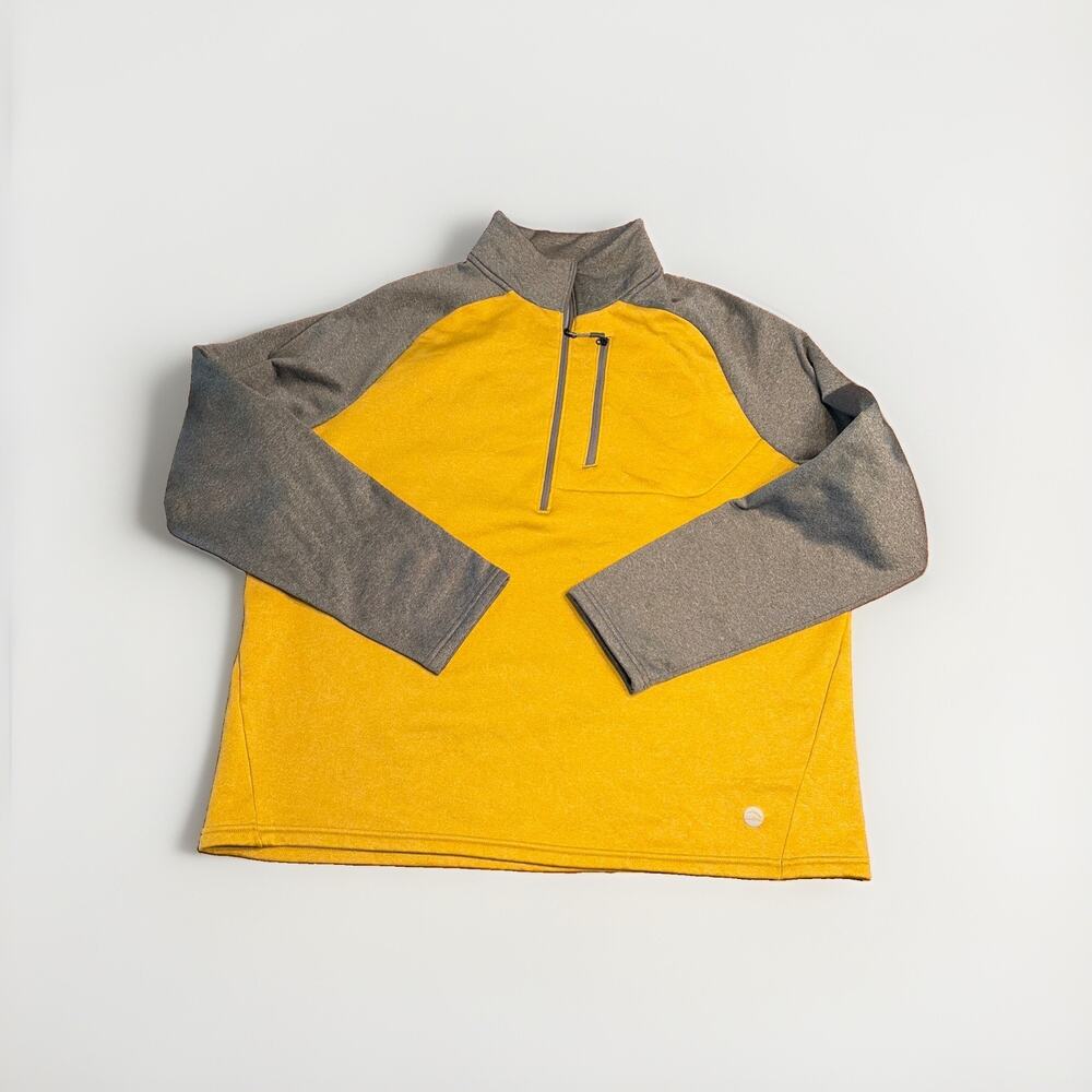 L.L.Bean Men's Mountain Fleece Half-Zip Pullover Size XL Colorblock Yellow Gray